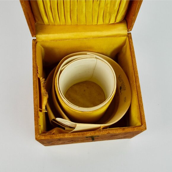 Antique Victorian Men's Cuff & Collar Stay Box Leather Covered Wood - Picture 12 of 16